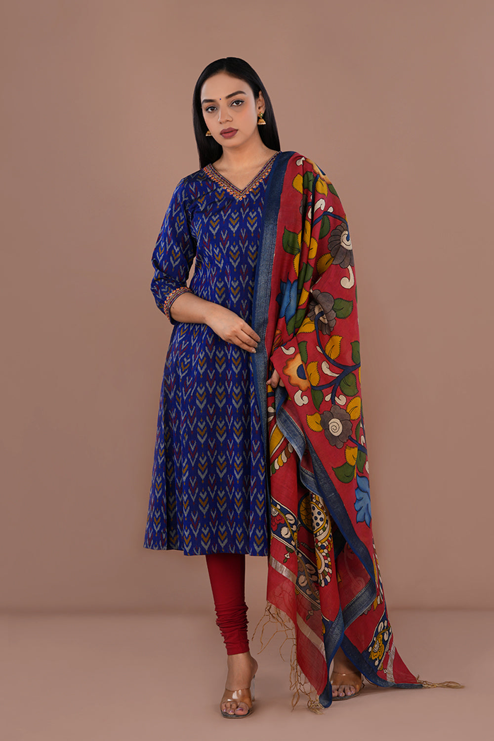 Image of Royal Blue Pochampally Silk Ikat kurti